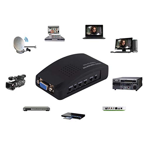 PC Laptop Composite Video TV RCA Composite S-Video AV In To PC VGA LCD Out Converter Adapter Switch Box Black US Plug