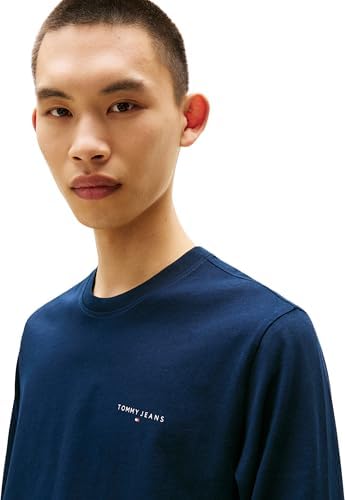 Uomo Maglietta a Maniche Lunghe Slim Chest Linear in Cotone, Blu (Dark Night Navy), XS