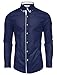 TAM WARE Mens Classic Slim Fit Contrast Inner Long Sleeve Dress Shirts TWNMS314-1-337S-NAVY-US XXL