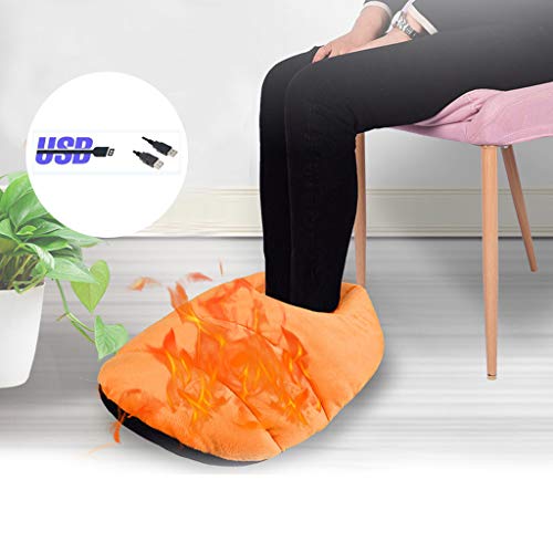 Shan-S Electric Heated Warm Foot Treasure, Super Soft Plush Velvet USB Graphene Electric Heated Slippers Electronic Keep Foot Heating Warm Shoes/Cushion for Cold Winter Office Gifts