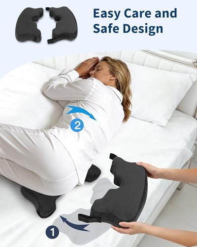 HOMCA Foldable and Adjustable Anti-Bedsore Pillow, Memory Foam Coccyx Cushion for Bedridden People and Long Sitting Periods (Black)
