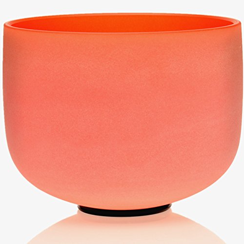 TOPFUND Orange Color D# Sexual Chakra Frosted Quartz Crystal Singing Bowl 10 Inch