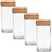Anchor Hocking 4 Pack, 2Qt Airtight Glass Jars Set With Bamboo Lids Stackable Food Storage Containers Saver