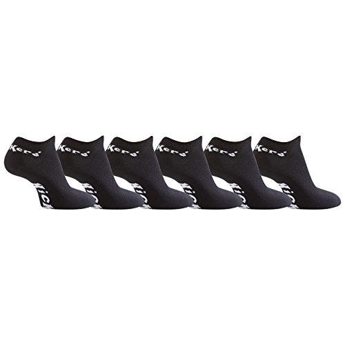6 Pairs Mens Kickers no show trainer liners cotton rich Socks 7-12 (plain black)