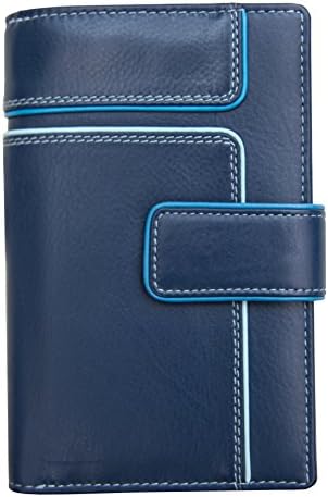 Women's Navy Leather Wallet Purse RFID Blocking Rear Zipped Change Section
