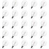 25-Pack Shatterproof LED G40 Replacement Bulbs, E12 Screw Base LED Globe Light Bulbs for Patio String Lights, Equivalent to 5-Watt Clear Light Bulbs