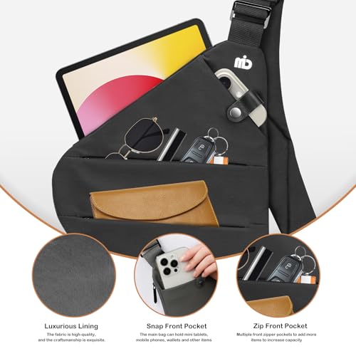 Anti-Theft Crossbody Bag for Women Men, Multi-Pocket Small Sling Chest Travel Bag, Ideal for Passport, Mobile Phone, and More(Black)