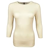 Esteez Womens 3/4 Sleeve Slinky Fitted Layering Crewneck Shirt