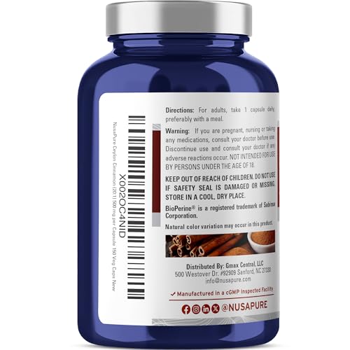 NusaPure | Ceylon Canela 500 mg con BioPerine | 150 Cápsulas | Vegano, Sin GMO, Sin Gluten