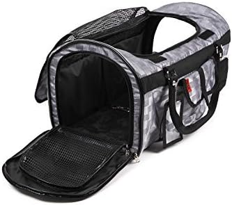 Pet Travel Carrier with Privacy Covers- Soft-Sided - Airline Approved with Side Pocket, Velcro Handle &amp; Padded Shoulder Strap - Perfect for Small Dogs and Cats (19 x 12 x 10, Black)