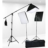 Fancierstudio Lighting Kit 2400 Watt Professional Video Lighting Kit With Three Softbox Lights, Boom Arm Hairlight Softbox, Lighting Kit for Studio Photography and Continuous Lighting (9004SB2)