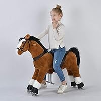 UFREE Ride on Horse Toy for Kids 4-9 Years Old, Height 36 Inch Adjustable Paddle for Different Ages Birthday Gifts for Your Dear Baby Cute Pony Ride on Toy for Toddlers(Brown, Medium)