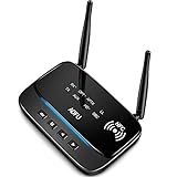 AOFU Direct Bluetooth 5.0 Transmitter Receiver, Audio 2-in-1 Adapter, Wireless 3.5mm Audio Adapter,Long Range (80m) /aptX HD Audio & aptX Low Latency/CSR 8675 Bluetooth Chip/1000 MA Battery (Black)