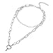 7th Moon Lock Pendant Necklace Statement Long Chain Punk Multilayer Choker Necklace for Women Men