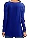 ALLEGRACE Women Sexy Square Cut Out Long Sleeve Tops Fashion Casual T Shirts Blue M