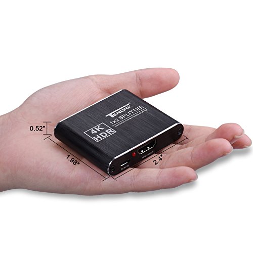 1x2 HDMI Splitter, Tendak 4K 1 in 2 Out HDMI Signal Powered Splitter Amplifier Adapter Box Support 4k@30HZ 1080P 3D for Roku/ PS3/4/ DVD/Xbox One/HDTV