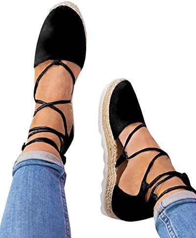 GAMISOTE Womens Fashion Style Flip-flop Sandals Flat Womens Sandals Bandage Sandals (Size 40, Black-1)
