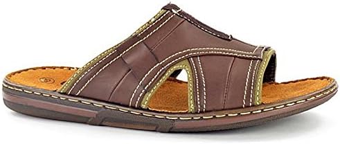 Mens Bruce Gezer Leather Look Slip On Sport Beach Surf Flip Flop Mule Sandals Shoe Size 7-11