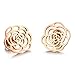 Inlaid Hollow Out Ear Stud Earrings Titanium Steel Rose Gold Tone For Women Doubtless Bay