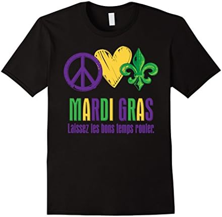 Peace Love Mardi Gras Shirt - Male 3XL - Black