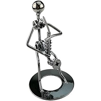 Vintage Iron Art Steel Music Man Figure Performer Home Bedroom Bar Display Decoration Ornament Birthday Gift (C48 Saxophone)