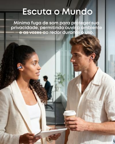 soundcore AeroClip da Anker, Fones de Ouvido Bluetooth Abertos, Clip-On, Conforto Adaptativo, Chamadas Claras com 4 Microfones e IA, Ajuste Estável, Drivers de 12mm para Graves Potentes, Azul