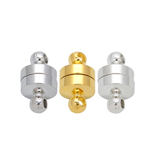 Linsoir Beads 10 Sets Small Strong Magnetic Barrel Clasps Magnetic Fasteners Perfect for Arthritis Person 6mmX11mm Rhodium Finish