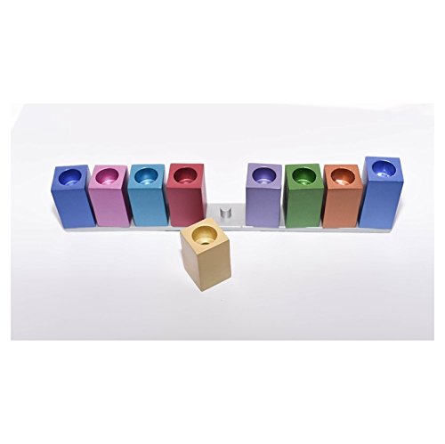 Hanukkah Menorah with Assembled Colorful Candleholders- Yair Emanuel