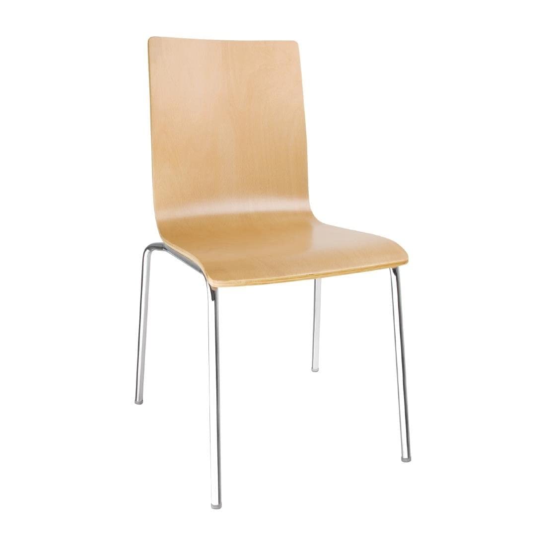 Bolero Side Chair with Square Back in Natural - Steel Frame - Beech Veneer