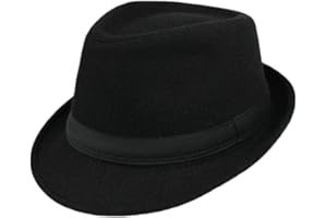 Men Classic Fedora-Hat Felt Manhattan-Gangster-Trilby with Band Unisex Women's Structured Trilby Fedora Hat(S-M)