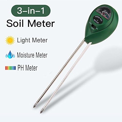 Kihappy Soil pH Meter, 3 in 1 Soil Test Kit for Moisture, Light & pH for Garden, Farm, Lawn, Plants, Herbs and Indoor & Outdoor Plants