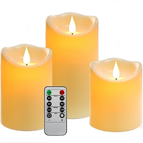 Da By Led-Kerzen Outdoor-Kerzen, Batteriekerze Mit 10 Tasten Fernbedienung, 10Cm.12.5Cm15Cm, 3Er-Se