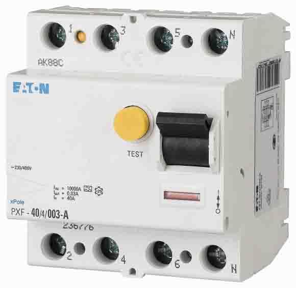 Eaton 236779 Fi Circuit Breaker 4-Pin 40A 500mA PXF-40/4/0.5A