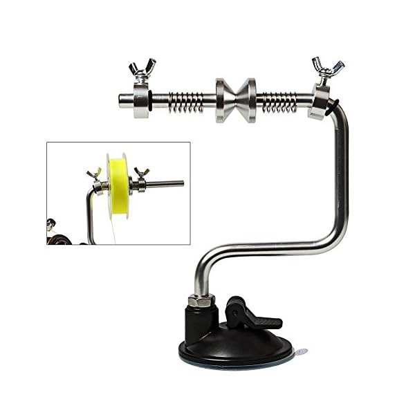 JSHANMEI-Portable-Fishing-Line-Spooler-Winding-Winder-Reel-Spool-System-Ultimate-Line-Winder-Spooling-Station-Tackle-Suction-Cup-Base-Aluminum-Silver-Fishing-Tools