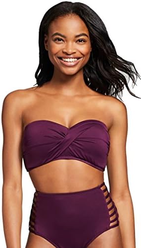 Masked Brand Mossimo Women's Molded Cup Twist Bandeau Bikini Top (Deep Plum Purple, D/DD)