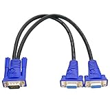 CKLau VGA Monitor Y Splitter Cable 1 Male to 2 Female with Amplifier Chip Inside for Screen Duplication - 1 Foot, Transfer Distance up to 98ft
