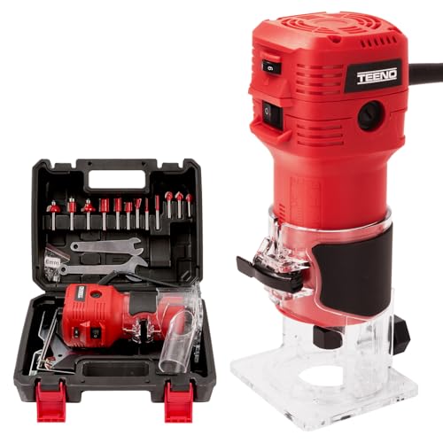 TEENO Electric Hand Palm Router, Trimmer Laminate Wood Working Joiners Tool, Compact Router with Trimmer Base, 1/4(6.35mm)