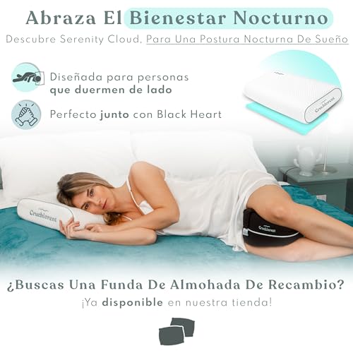 Cruchlorent Black Heart Leg Pillow - 100% Cotton - Designed for Side Sleepers - Supports up to 95 kg - Fights Back, Hip and Knee Pain