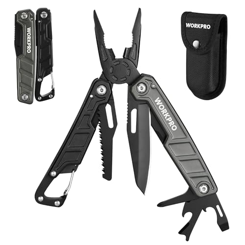 WORKPRO 11 in 1 Multitool Pliers | Stainless Steel Folding Multifunction Tool with Saw, Screwdriver and Pliers for Camping and Hiking