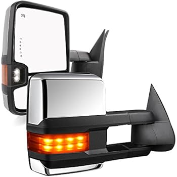 YITAMOTOR Compatible for GMC Sierra Chrome Power Heated LED Arrow Signals Backup Lights Tow Mirrors, for 2003-2007 Chevy Silverado GMC Sierra, 2003-2006 Cadillac Escalade All Model