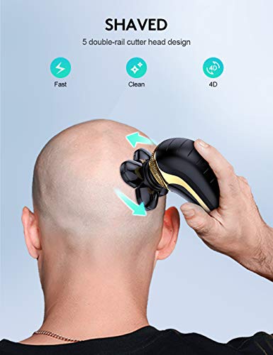 Everfun Electric Razor for Men Bald Head Shavers 5 in 1 Grooming Kit Cordless Rechargeable Beard Trimmer Nose Hair Clippers Shaving Kit Waterproof Rotary Shaver LED Display