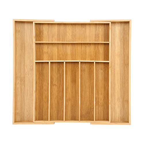 Bamboo Expandable Drawer Organizer, Premium Cutlery and Utensil Tray, 100% Pure Bamboo, Adjustable Kitchen Drawer Divider ... (8 Compartments Expandable) - Thumbnail 5