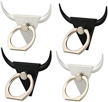 (4 pcs)NEUP Cell Phone Holder,360°Rotation Phone Ring Kickstand,Universal Cell Phone Ring Grip for Iphone 7 7 plus SE 6 6S,Galaxy S6 S7 and Almost All Phones/Pad(Silver+Black Bull)