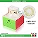 Unplugkid QiYi MoFangGe Stickerless Speed Cube Set - Certified QiYi WCA Quality Competition Speed Cube Bundle | Glow in the Dark Mirror Cube Megaminx Skewb Square 1 | 4 Display Stands, Strategy Guide