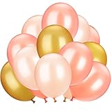 TecUnite 100 Pieces 13 inch Latex Balloons for Wedding Festival Party Decoration Supplies, 3 Colors (Gold, Rose Gold, Champagne)