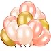 TecUnite 100 Pieces Latex Balloons for Party Decoration Supplies, 3 Colors, Rose Gold, Champagne Gold and Gold