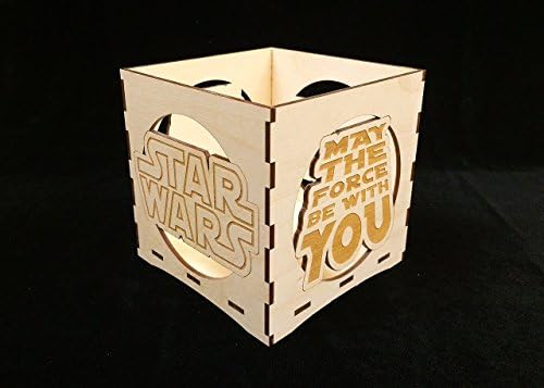 Star Wars engraved candle holder-Unfinished wood candle box-gift box-centerpiece-Movie candle holder-May the force be with you candle holder