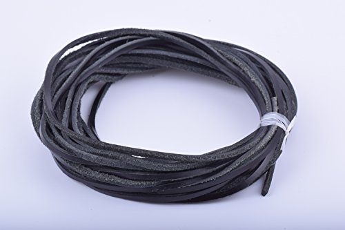 KONMAY 10 Yards 3.0x2.0mm Flat Genuine/real Leather Cord/strip (Black)