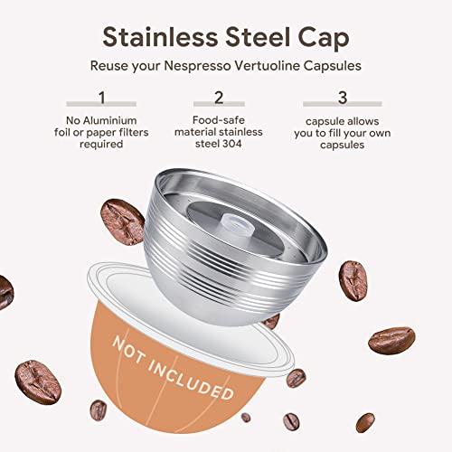 Stainless Steel Metal Coffee Capsule Only Compatible for VERTUO NEXT  Machine Coffee Pods Nespresso Reusable Po