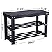 BEWISHOME 2-Tier Bamboo Shoe Bench,Shoe Rack Organizer Entryway, Shoe Shelf with Storage Perfect for Hallway,Bedroom,Bathroom,Patio,Cubby Closet,Cabinet and Foyer KXD01A (Black)